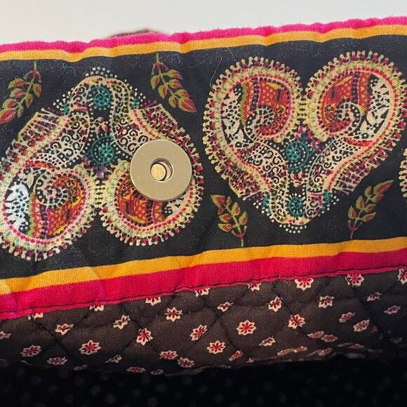 Quilted Cotton Paisley, Hearts, Tote, Purse, Bag Ruffle Pockets Red, Blue, Brown - Picture 5 of 16